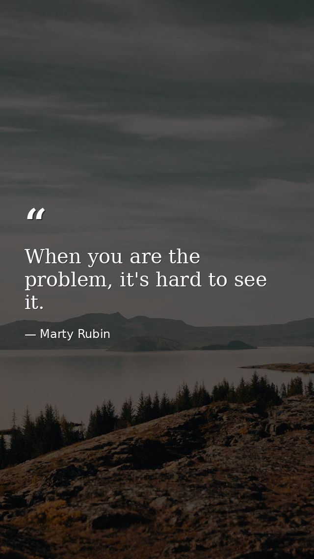 When you are the problem, it's hard to see it. — Marty Rubin