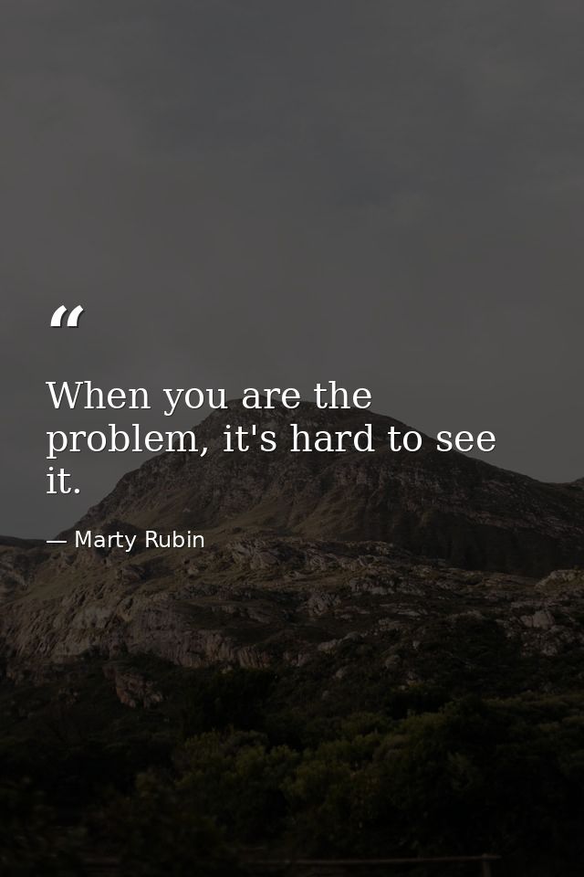 When you are the problem, it's hard to see it. — Marty Rubin