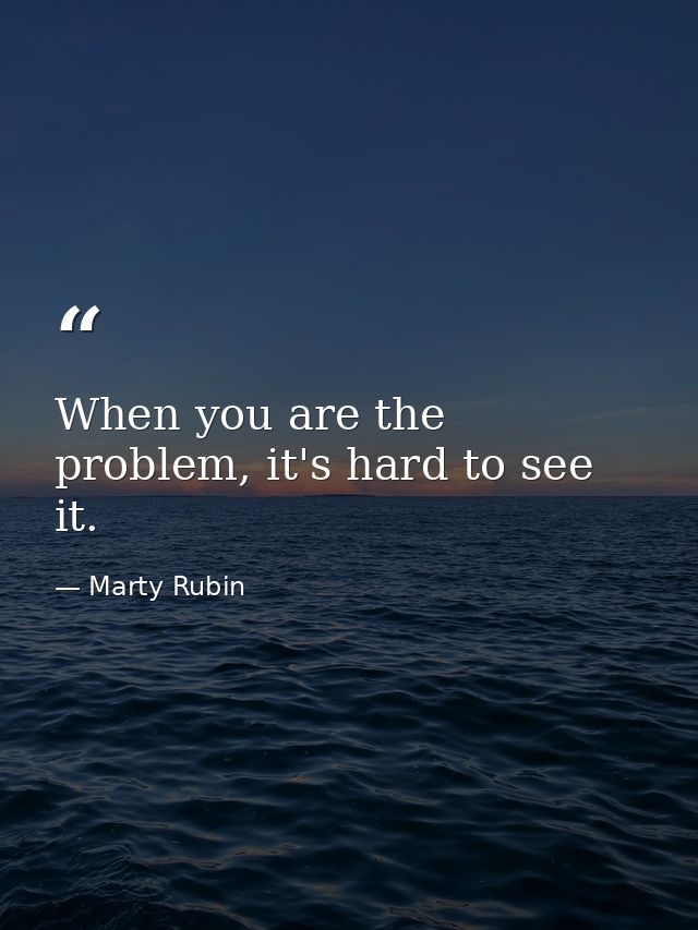 When you are the problem, it's hard to see it. — Marty Rubin