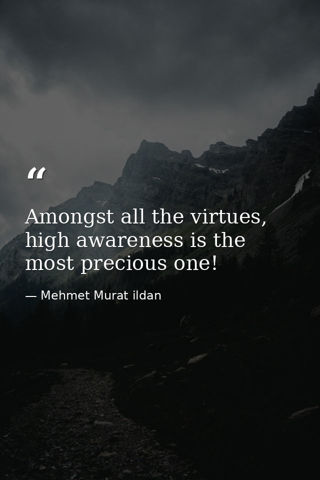 Amongst all the virtues, high awareness is the most precious one! — Mehmet Murat ildan