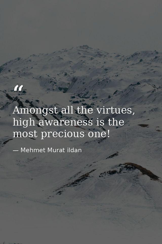 Amongst all the virtues, high awareness is the most precious one! — Mehmet Murat ildan