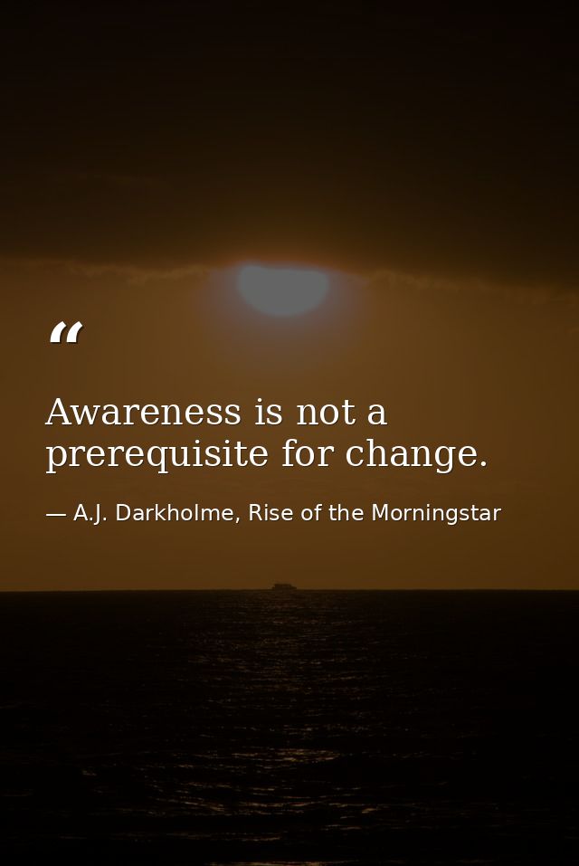 Awareness is not a prerequisite for change. — A.J. Darkholme, Rise of the Morningstar