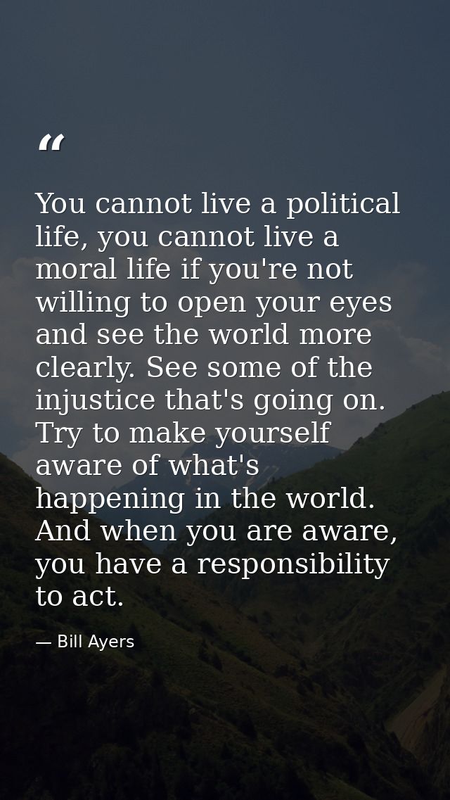 You cannot live a political life, you cannot live a moral life if you're not willing to open your eyes and see the world — Bill Ayers