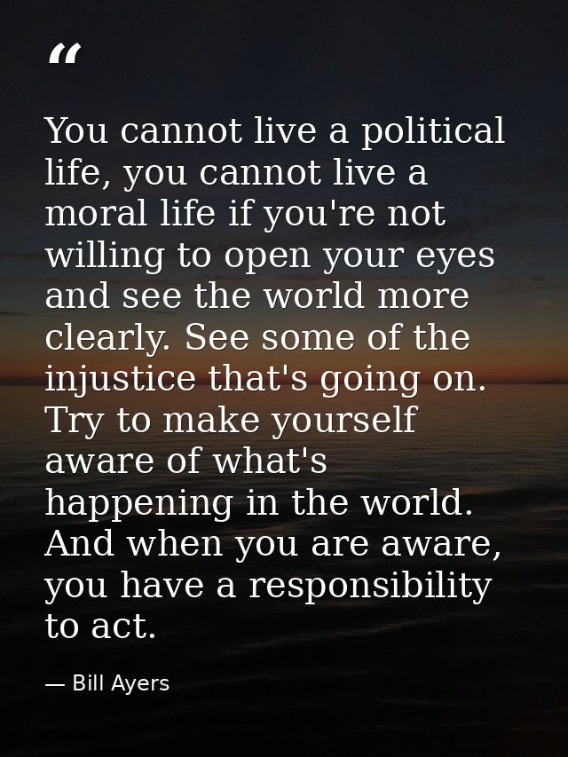 You cannot live a political life, you cannot live a moral life if you're not willing to open your eyes and see the world — Bill Ayers