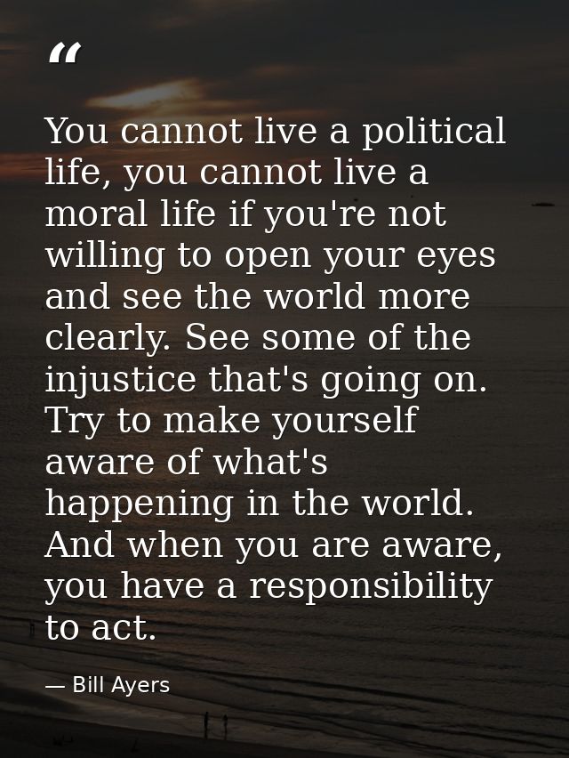 You cannot live a political life, you cannot live a moral life if you're not willing to open your eyes and see the world — Bill Ayers