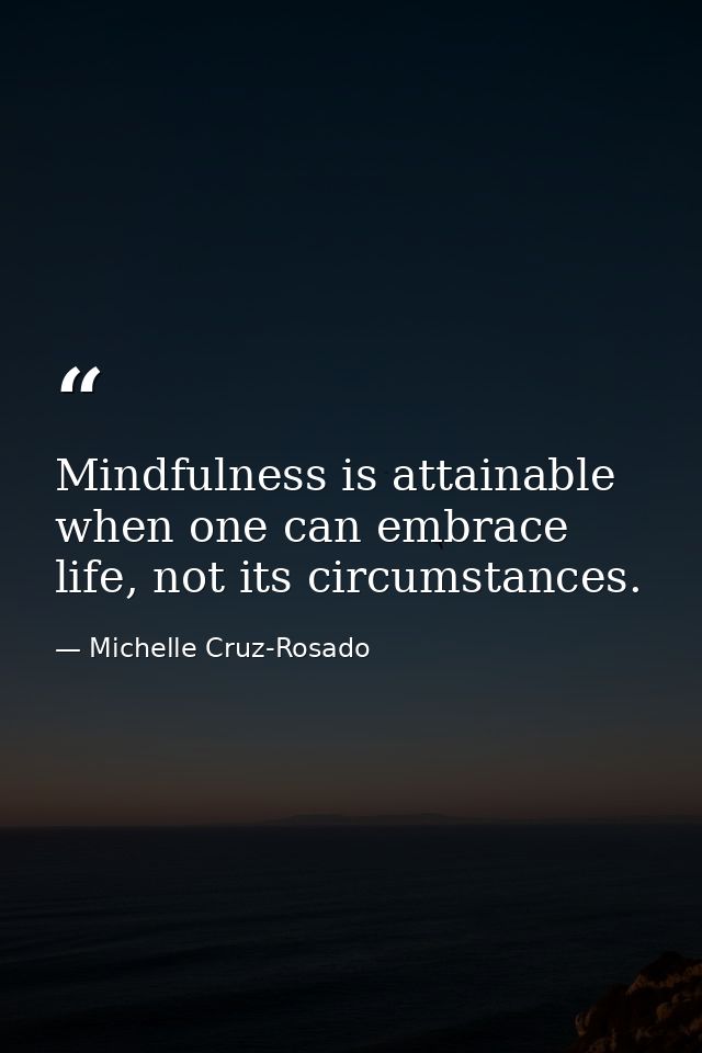 Mindfulness is attainable when one can embrace life, not its circumstances. — Michelle Cruz-Rosado