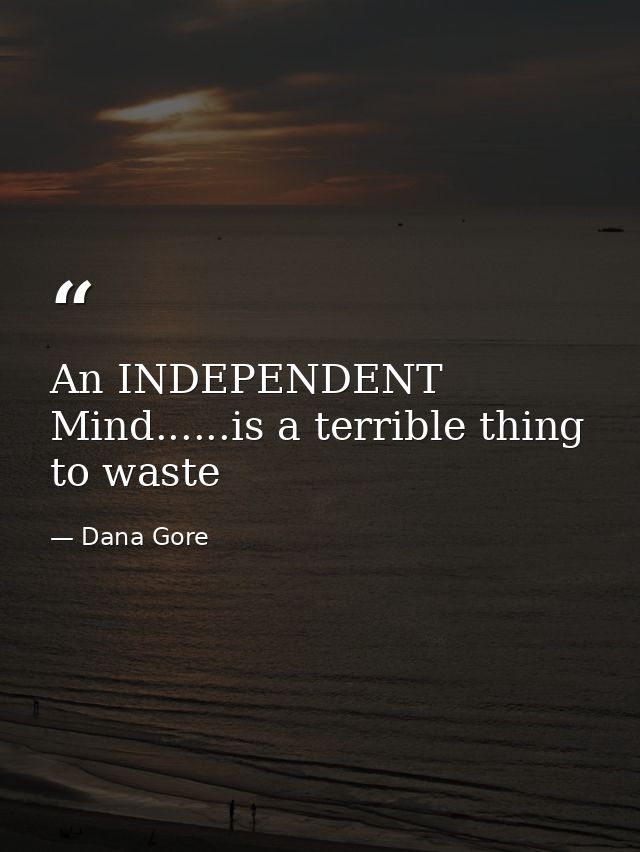 An INDEPENDENT Mind......is a terrible thing to waste — Dana Gore