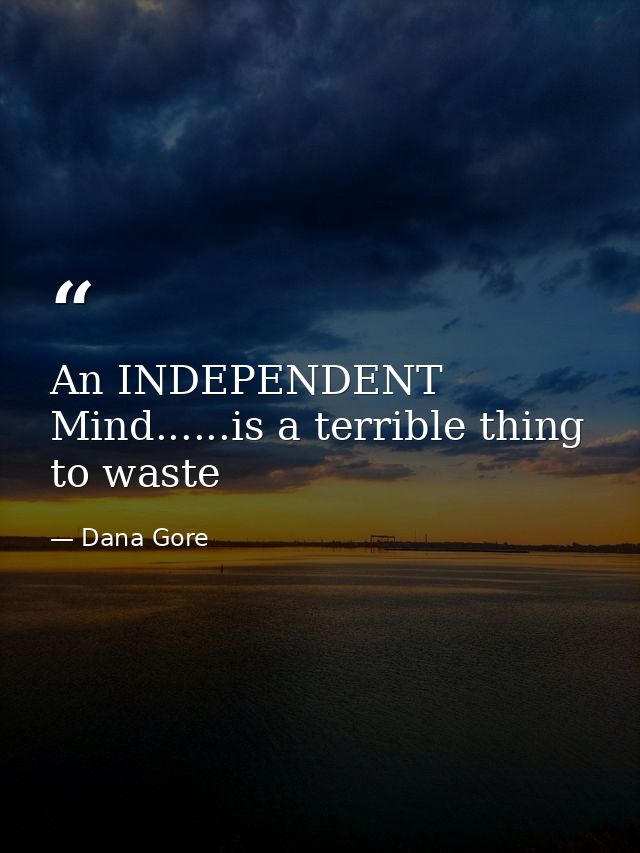 An INDEPENDENT Mind......is a terrible thing to waste — Dana Gore