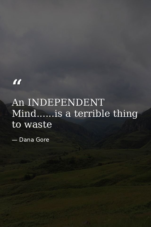 An INDEPENDENT Mind......is a terrible thing to waste — Dana Gore