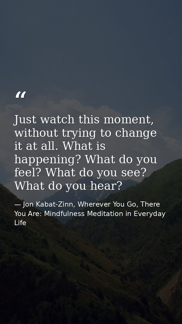 Just watch this moment, without trying to change it at all. What is happening? What do you feel? What do you see? What d — Jon Kabat-Zinn, Wherever You Go, There You Are: Mindfulness Meditation in Everyday Life