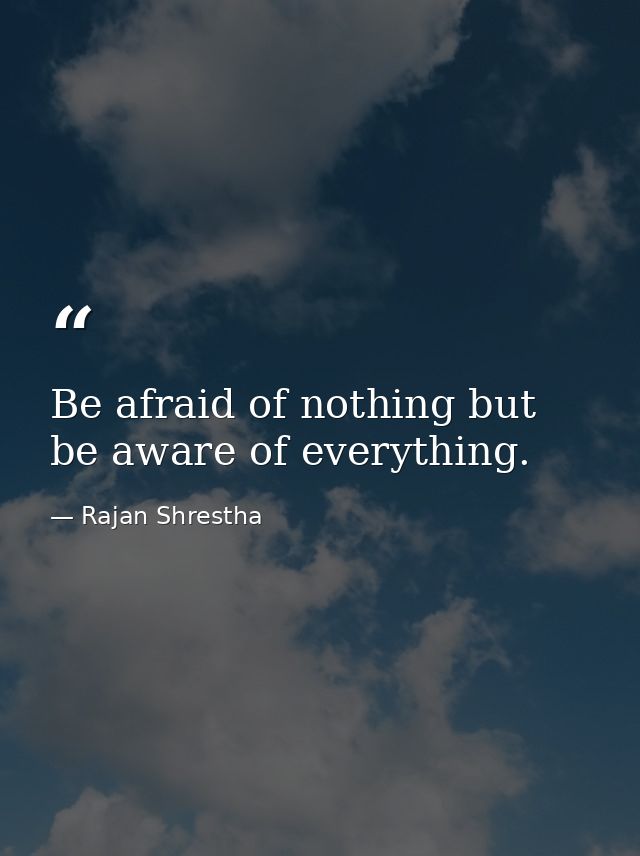 Be afraid of nothing but be aware of everything. — Rajan Shrestha