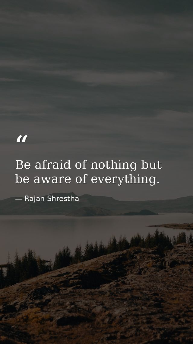 Be afraid of nothing but be aware of everything. — Rajan Shrestha