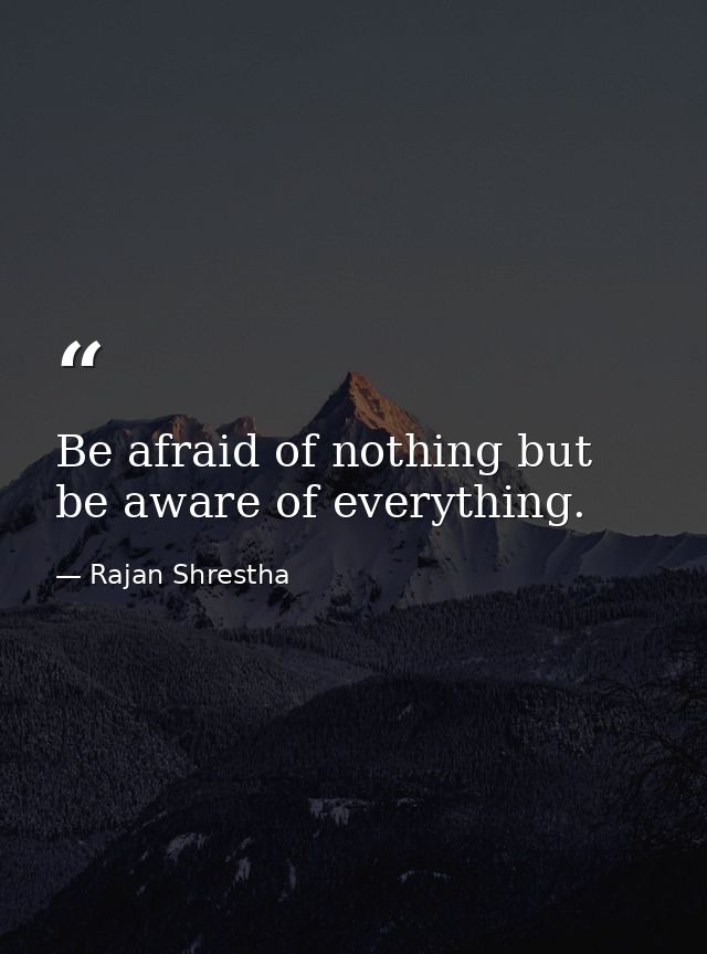 Be afraid of nothing but be aware of everything. — Rajan Shrestha