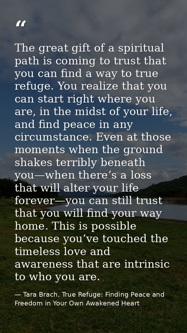 The great gift of a spiritual path is coming to trust that you can find a way to true refuge. You realize that you can s — Tara Brach, True Refuge: Finding Peace and Freedom in Your Own Awakened Heart