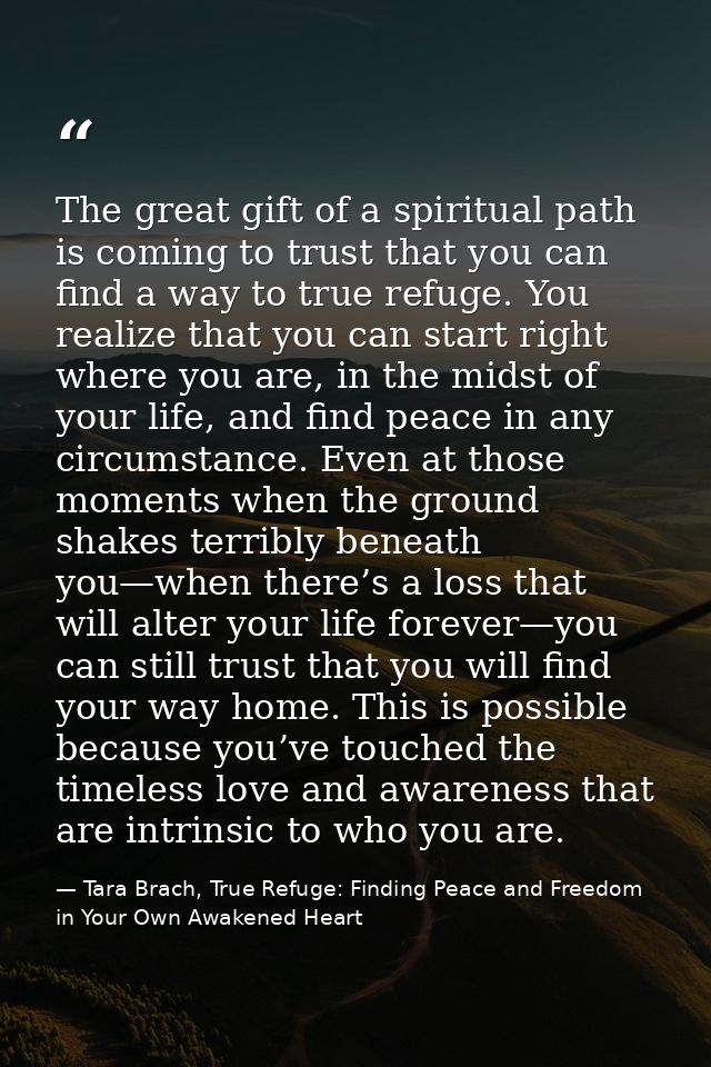 The great gift of a spiritual path is coming to trust that you can find a way to true refuge. You realize that you can s — Tara Brach, True Refuge: Finding Peace and Freedom in Your Own Awakened Heart