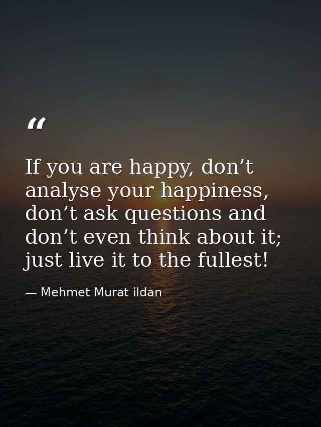 If you are happy, don’t analyse your happiness, don’t ask questions and don’t even think about it; just live it to the f — Mehmet Murat ildan