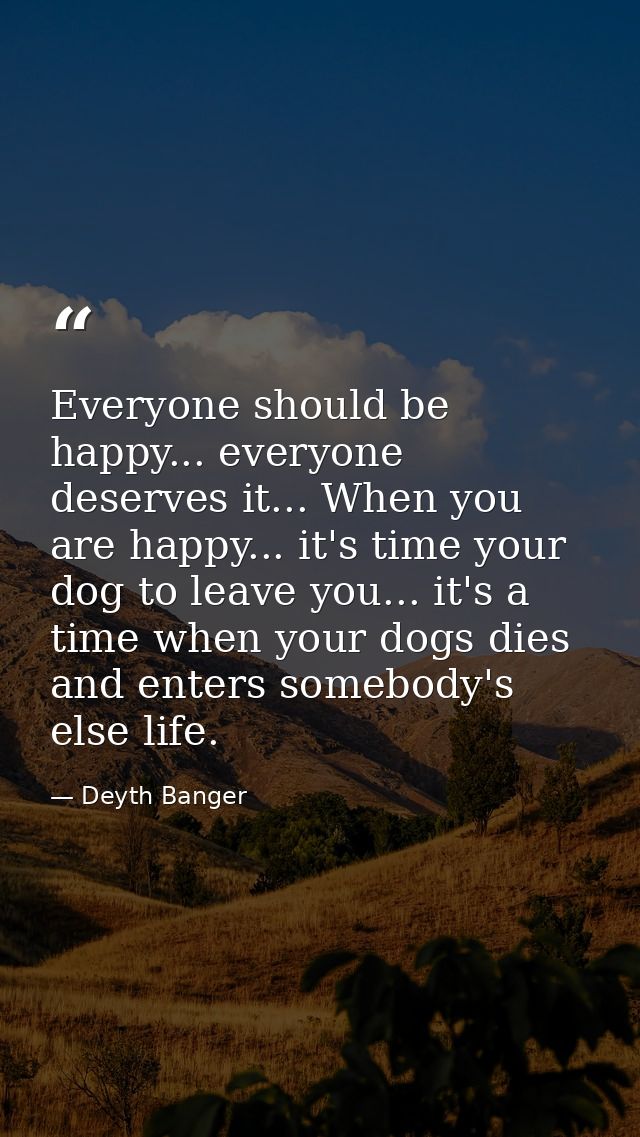 Everyone should be happy... everyone deserves it... When you are happy... it's time your dog to leave you... it's a time — Deyth Banger