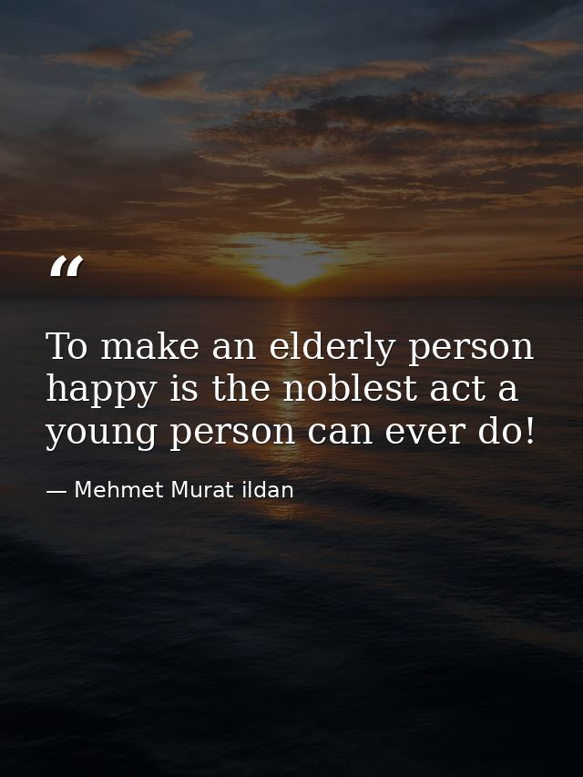 To make an elderly person happy is the noblest act a young person can ever do! — Mehmet Murat ildan