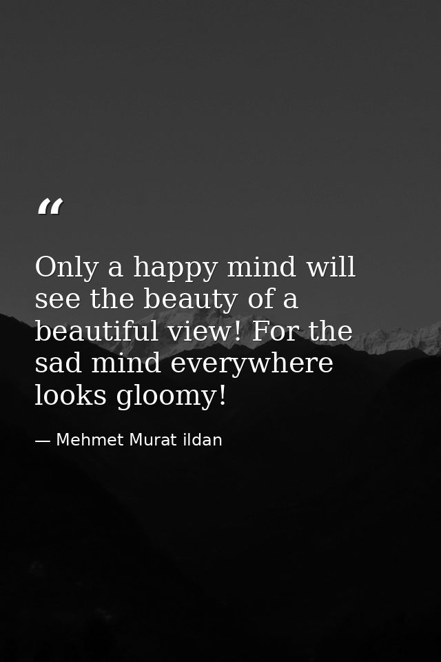 Only a happy mind will see the beauty of a beautiful view! For the sad mind everywhere looks gloomy! — Mehmet Murat ildan