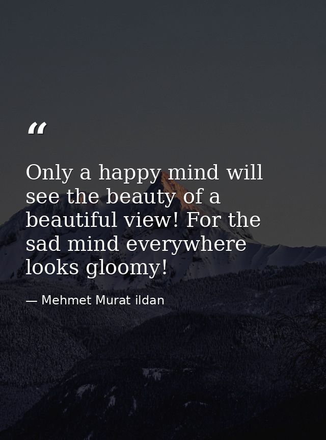 Only a happy mind will see the beauty of a beautiful view! For the sad mind everywhere looks gloomy! — Mehmet Murat ildan
