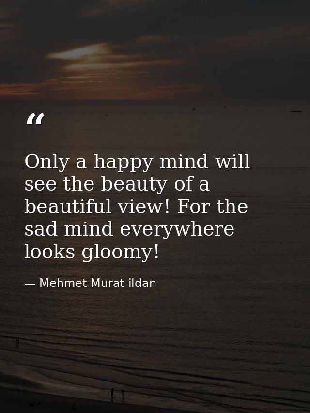 Only a happy mind will see the beauty of a beautiful view! For the sad mind everywhere looks gloomy! — Mehmet Murat ildan