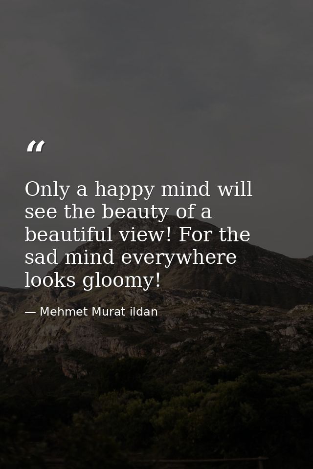 Only a happy mind will see the beauty of a beautiful view! For the sad mind everywhere looks gloomy! — Mehmet Murat ildan
