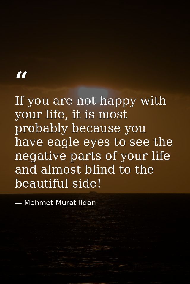 If you are not happy with your life, it is most probably because you have eagle eyes to see the negative parts of your l — Mehmet Murat ildan