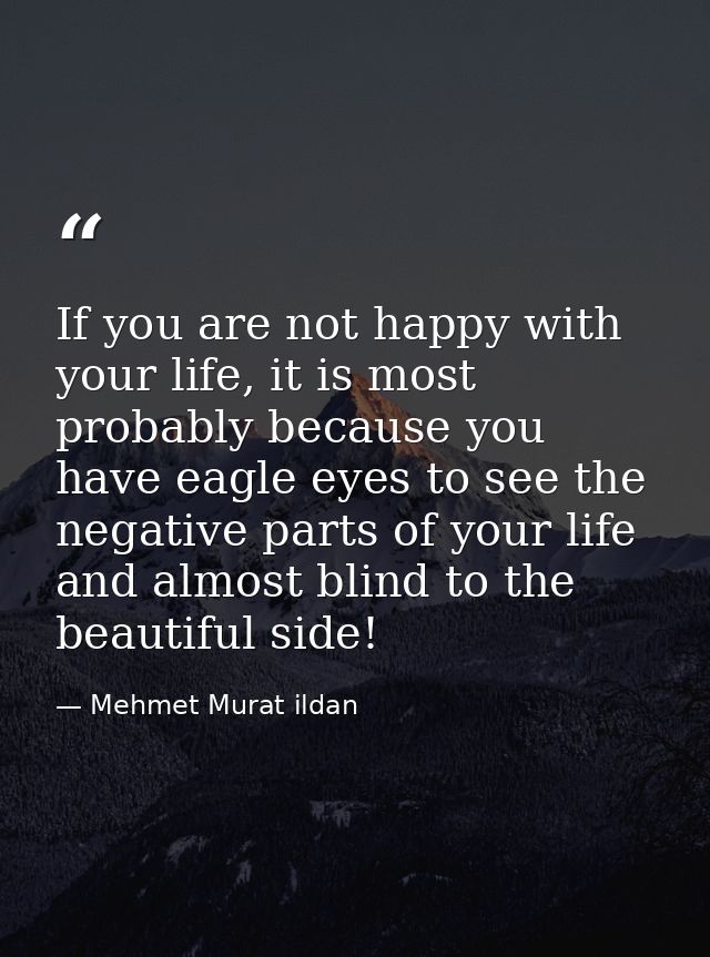 If you are not happy with your life, it is most probably because you have eagle eyes to see the negative parts of your l — Mehmet Murat ildan