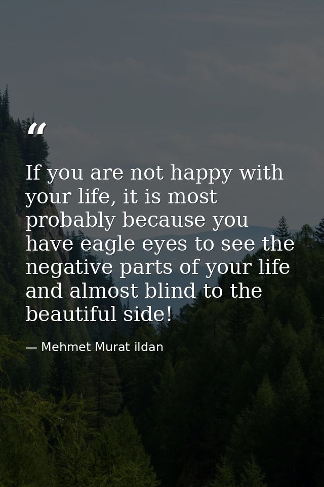 If you are not happy with your life, it is most probably because you have eagle eyes to see the negative parts of your l — Mehmet Murat ildan