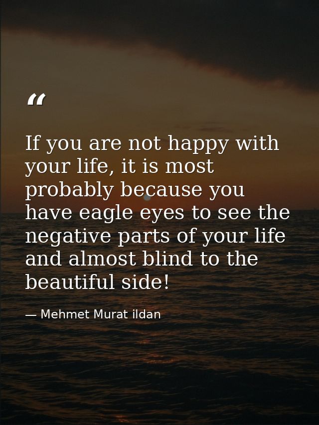 If you are not happy with your life, it is most probably because you have eagle eyes to see the negative parts of your l — Mehmet Murat ildan