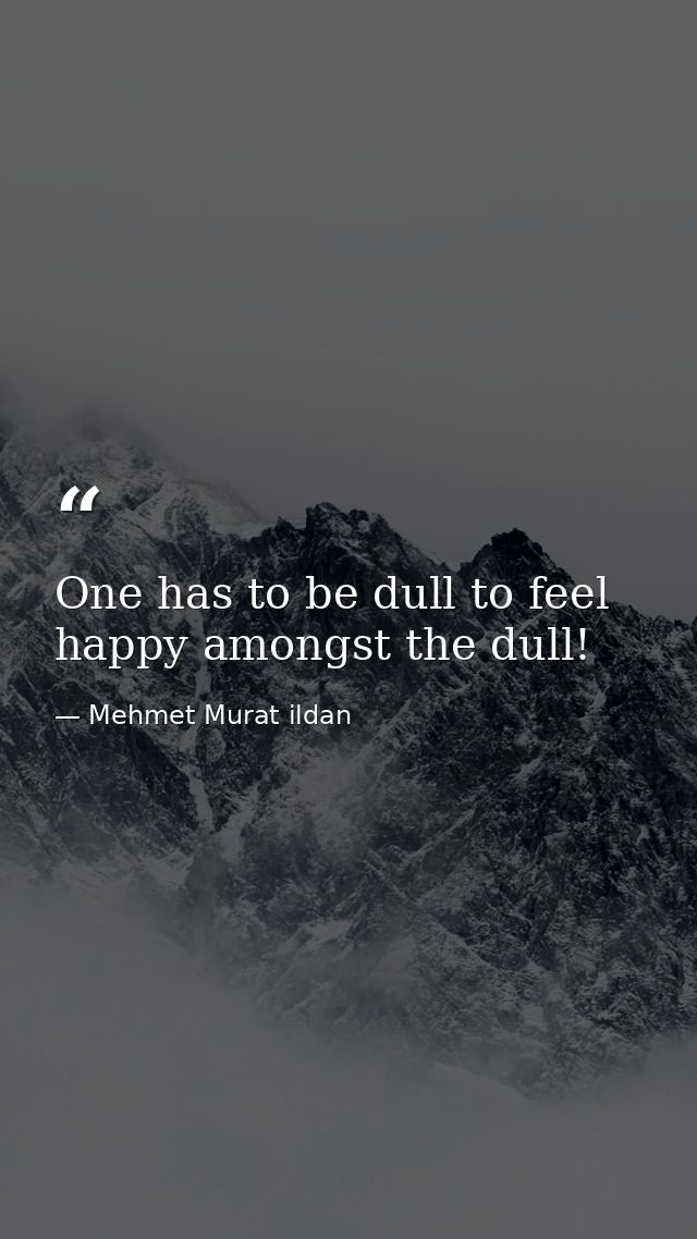 One has to be dull to feel happy amongst the dull! — Mehmet Murat ildan