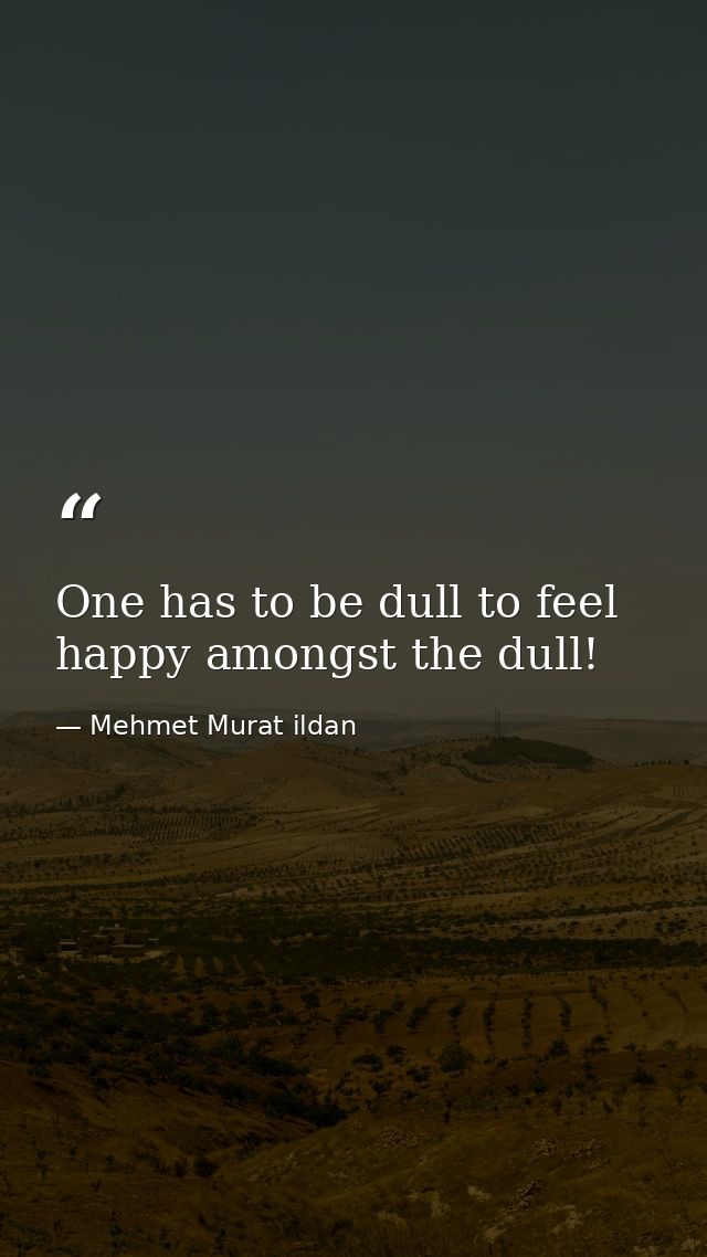 One has to be dull to feel happy amongst the dull! — Mehmet Murat ildan