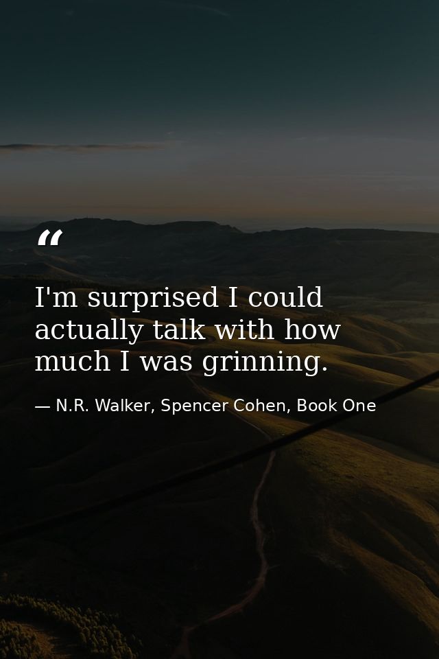 I'm surprised I could actually talk with how much I was grinning. — N.R. Walker, Spencer Cohen, Book One