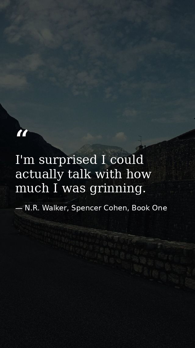 I'm surprised I could actually talk with how much I was grinning. — N.R. Walker, Spencer Cohen, Book One