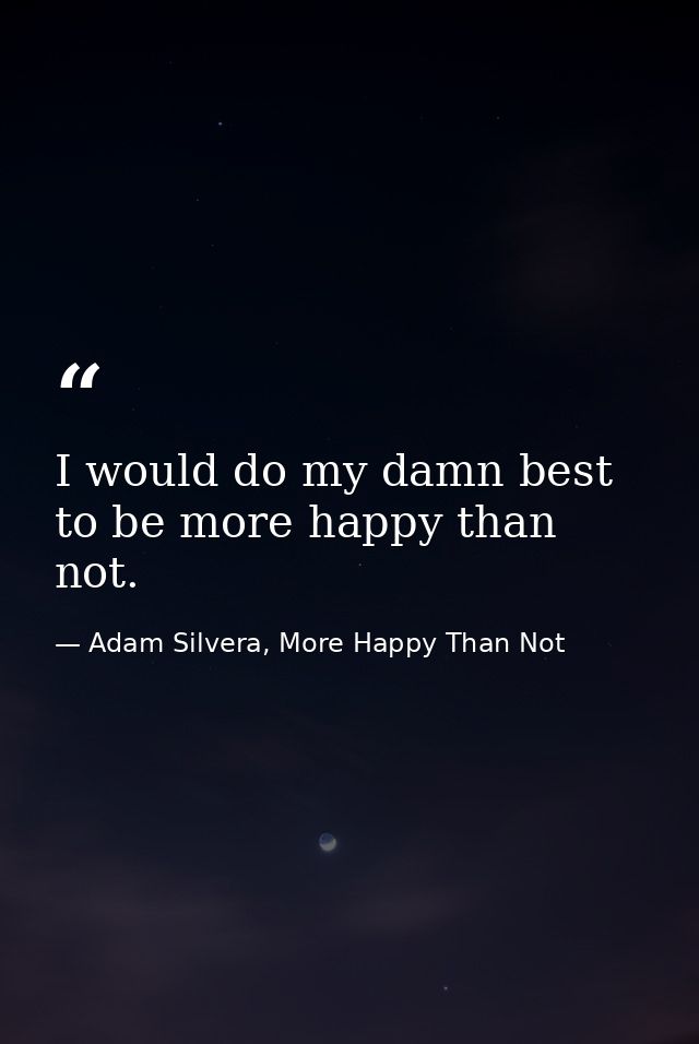 I would do my damn best to be more happy than not. — Adam Silvera, More Happy Than Not