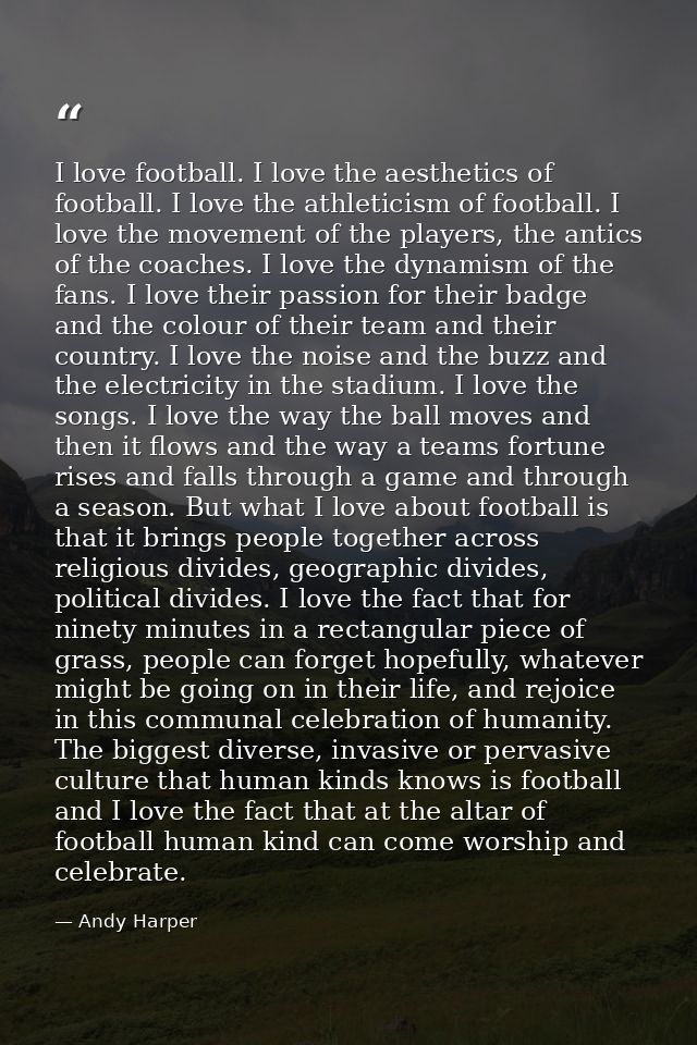 I love football. I love the aesthetics of football. I love the athleticism of football. I love the movement of the playe — Andy Harper