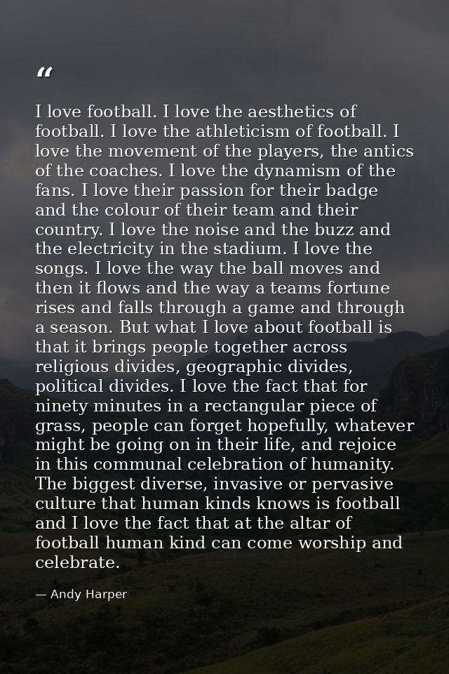 I love football. I love the aesthetics of football. I love the athleticism of football. I love the movement of the playe — Andy Harper