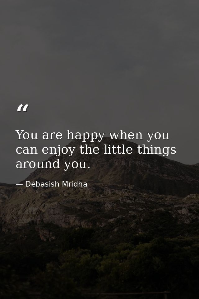 You are happy when you can enjoy the little things around you. — Debasish Mridha