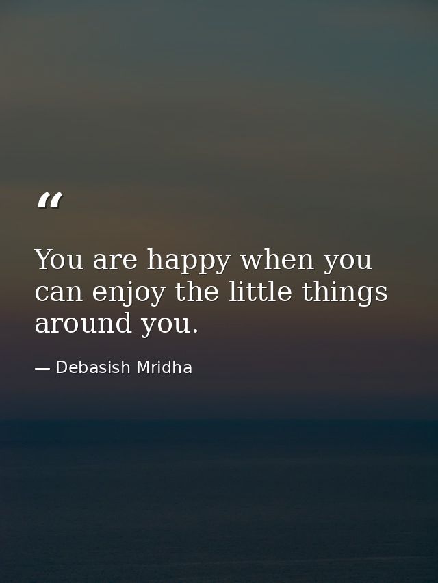 You are happy when you can enjoy the little things around you. — Debasish Mridha