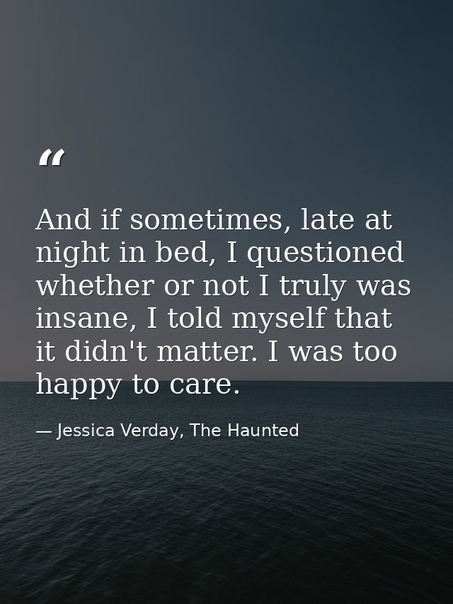 And if sometimes, late at night in bed, I questioned whether or not I truly was insane, I told myself that it didn't mat — Jessica Verday, The Haunted