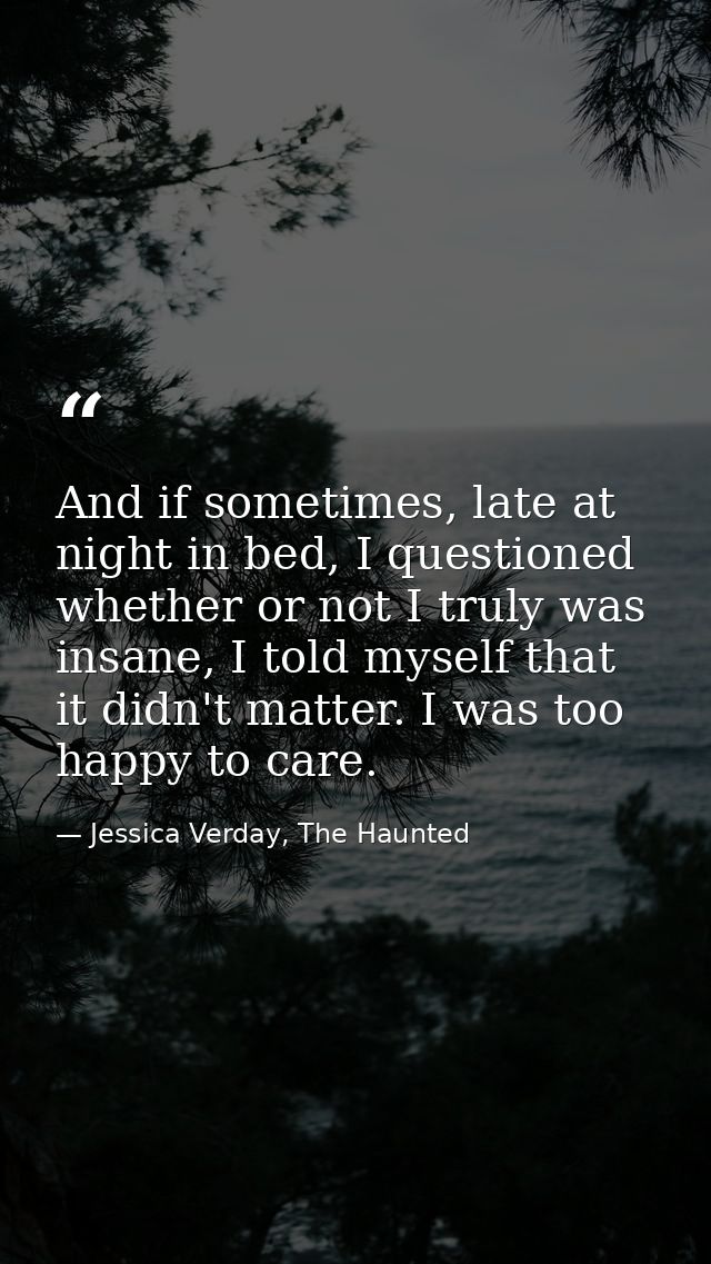 And if sometimes, late at night in bed, I questioned whether or not I truly was insane, I told myself that it didn't mat — Jessica Verday, The Haunted