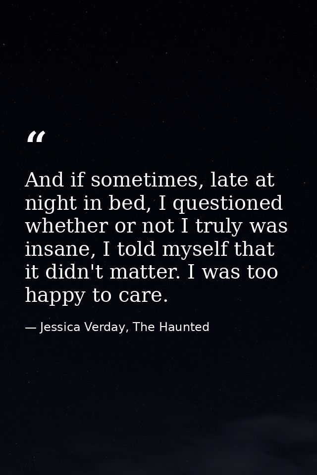 And if sometimes, late at night in bed, I questioned whether or not I truly was insane, I told myself that it didn't mat — Jessica Verday, The Haunted