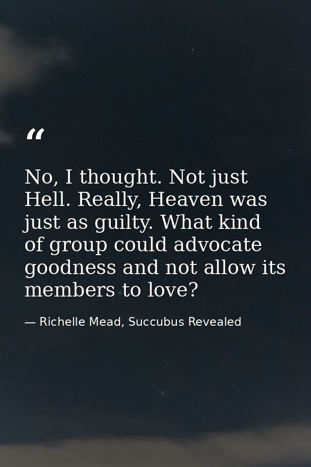 No, I thought. Not just Hell. Really, Heaven was just as guilty. What kind of group could advocate goodness and not allo — Richelle Mead, Succubus Revealed