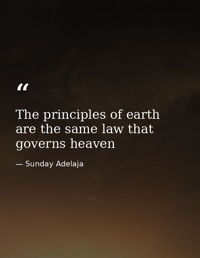 The principles of earth are the same law that governs heaven — Sunday Adelaja