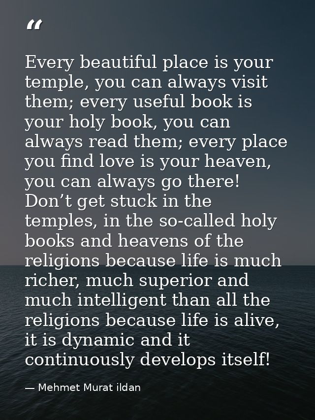 Every beautiful place is your temple, you can always visit them; every useful book is your holy book, you can always rea — Mehmet Murat ildan