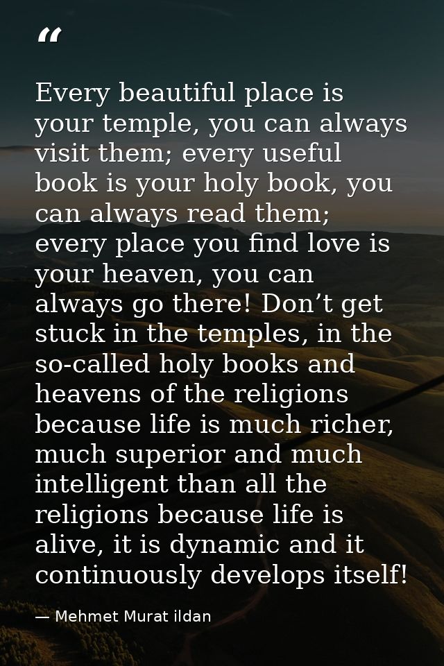 Every beautiful place is your temple, you can always visit them; every useful book is your holy book, you can always rea — Mehmet Murat ildan