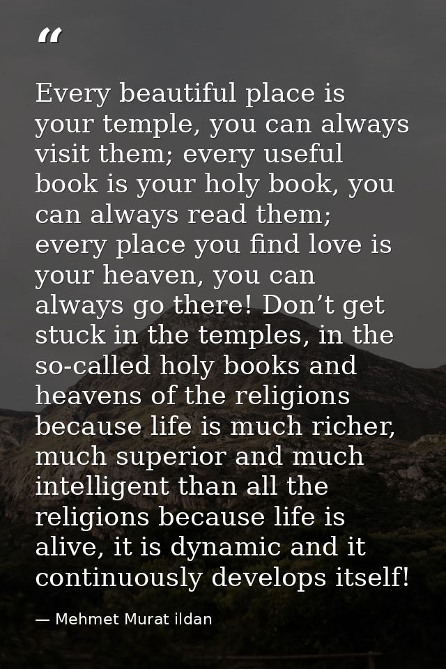 Every beautiful place is your temple, you can always visit them; every useful book is your holy book, you can always rea — Mehmet Murat ildan