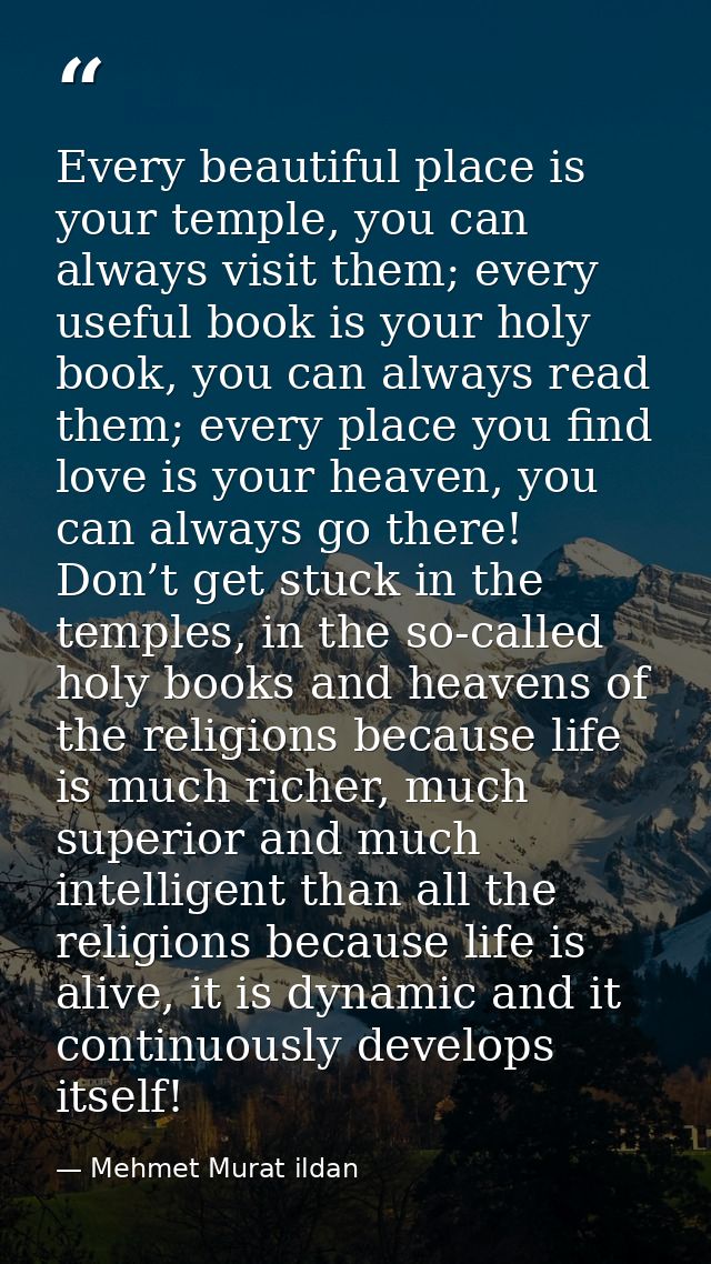 Every beautiful place is your temple, you can always visit them; every useful book is your holy book, you can always rea — Mehmet Murat ildan