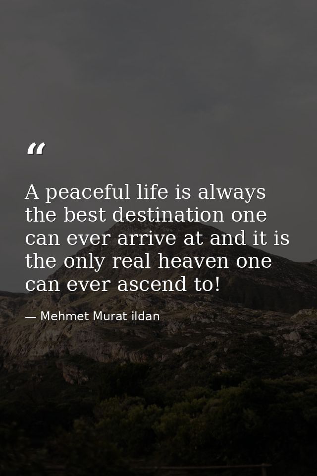 A peaceful life is always the best destination one can ever arrive at and it is the only real heaven one can ever ascend — Mehmet Murat ildan