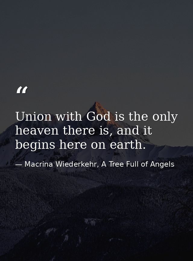 Union with God is the only heaven there is, and it begins here on earth. — Macrina Wiederkehr, A Tree Full of Angels